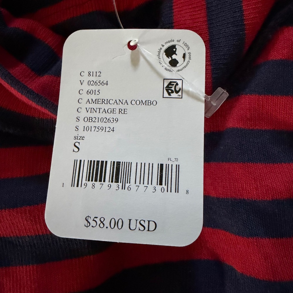 We The Free Free People Americana Combo Striped Turtleneck Red Blue Small NWT - Picture 7 of 11